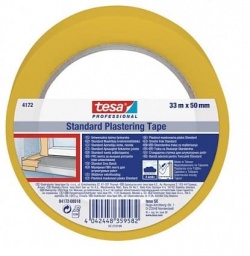 Теса малярная лента ПВХ длина 33 метров ширина 50 мм желтая для штукатурных работ