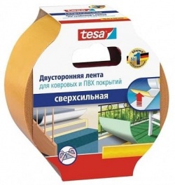 Теса сверпрочная двусторонняя лента длина 5 метров ширина 50 мм для приклеевания ковровых и ПВХ покр
