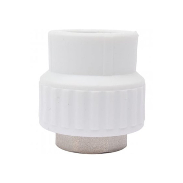 Картинка Муфта комбинированная Ø 40 х 1 1/2' ВР полипропилен PPR под ключ Белая Valfex