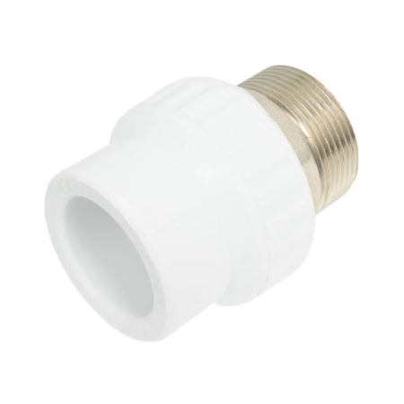 Картинка Муфта комбинированная Ø 40 х 1 1/2' НР полипропилен PPR под ключ Белая Valfex