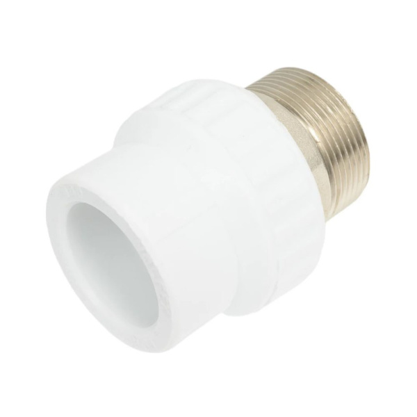 Картинка Муфта комбинированная Ø 40 х 1 1/2' НР полипропилен PPR под ключ Белая Valfex