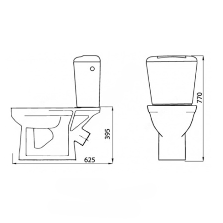 Картинка Унитаз-компакт косой выпуск боковой подвод с арматурой с сиденьем полипропилен Белый Комфорт Эконом Лобня