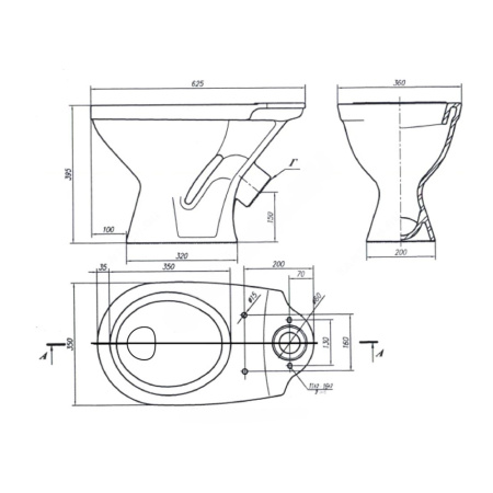 Картинка Унитаз-компакт косой выпуск боковой подвод с арматурой сиденье полипропилен Белый Оптима Эконом Лобня