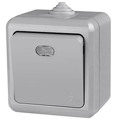 Выключатель 1 клавиша ОП Dita IP54 10А 250В с индикацией Серый TOKOV ELECTRIC