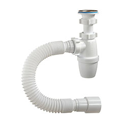 Сифон для умывальника бутылочный 1 1/4"x40 с гофрой 40х40/50 нержавеющая решетка ORIO 