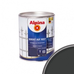 Альпина эмаль по ржавчине 3 в 1 Черная 0,75 л