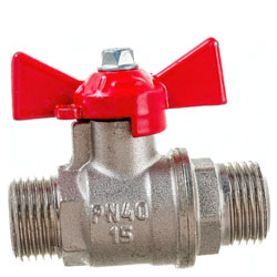 Кран шаровой для воды 1/2" НР/НР ручка-бабочка латунь никелированная VALFEX
