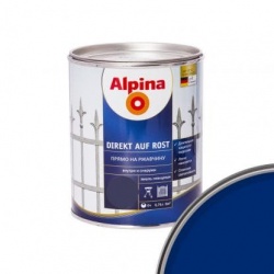 Альпина эмаль по ржавчине 3 в 1 Синяя 0,75 л