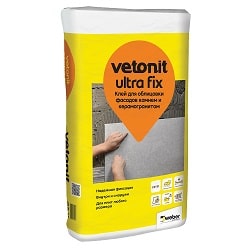 Vetonit Ultra fix ЗИМА 25 кг клей для облицовки фасадов, бассейнов, цоколей камнем, клинкером и кера