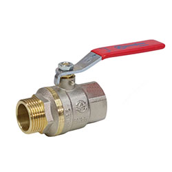 Кран шаровой 1003 Euro Ду32 1 1/4" ВР/НР никелированный полнопроходной рычаг красный Aquasfera