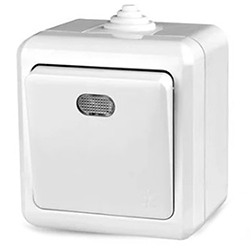 Выключатель 1 клавиша ОП Dita IP54 10А 250В с индикацией Белый TOKOV ELECTRIC