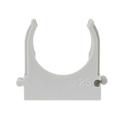 Держатель-клипса с защелкой для монтажного пистолета Ø 25 мм для труб Серая REXANT