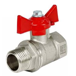 Кран шаровой для ВОДЫ 1 1/4" ВР/НР ручка-бабочка Латунь никелированная VALFEX