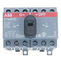 Реверсивный рубильник 40А 3-х полюсный OT40F3С на DIN-рейку с ручкой ABB