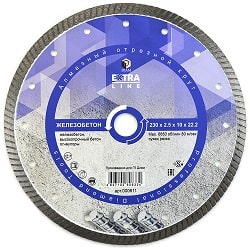 Диск алмазный Turbo Железобетон Extra Line Diam 230х2.5х10х22.2 мм