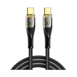 Кабель Type-C - Type-C 5А 100Вт 1 м Черный нейлон Световая индикация REXANT