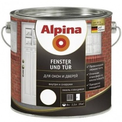 Alpina Эмаль для окон и дверей 2,5 л Глянцевая