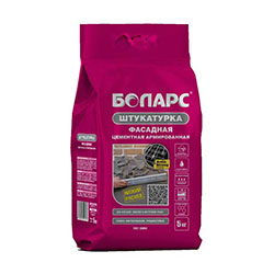 Штукатурка цементная армированная Серая 5-30 мм 5 кг БОЛАРС Фасадная