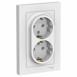Schneider ATLASDESIGN Белая розетка двойная с заземлением в сборе ATN000124