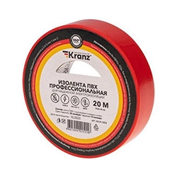 Изолента ПВХ профессиональная 19х0.18 мм 20 м Красная KRANZ