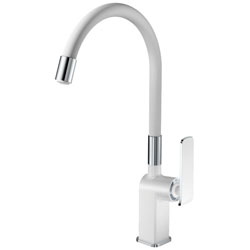 Смеситель для кухни гибкий силиконовый излив латунь VALFEX Orion White VF.73548-8