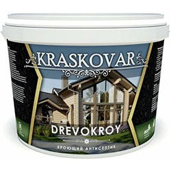 Антисептик кроющий Белый 9 л Kraskovar Drevokroy