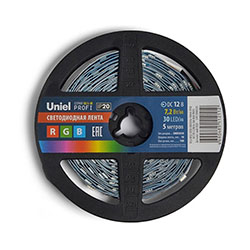 Светодиодная лента Uniel ULS-M22-5050-30LED-m-10mm-IP20-DC12V-7.2W-m-5M-RGB