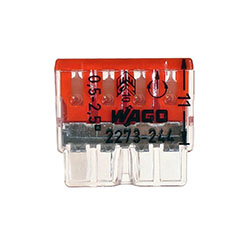 Клемма 4-х проводная 0.5-2.5 мм для распределительной коробки с пастой Красная WAGO