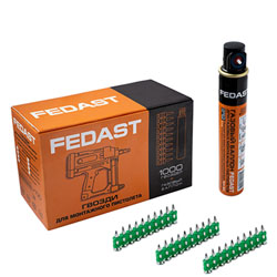Гвозди 3.0x16 мм усиленные для монтажного пистолета 1000 шт/уп + газовый баллон Fedast Гвозди 3.0x16 мм усиленные для монтажного пистолета 1000 шт/уп + газовый баллон Fedast