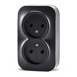 Розетка двухместная ОП Frea 16А IP20 250В без заземления АБС-пластик Карбон TOKOV ELECTRIC