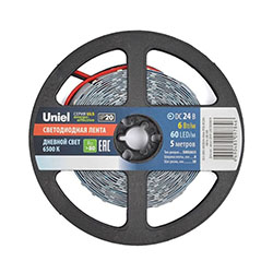 Светодиодная лента Uniel ULS-2835-60LED/m-8mm-IP20-DC24V-6W/m-5M-DW