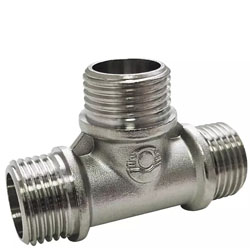 Тройник НР-НР-НР 1/2" х 3/4" х 3/4" латунный переходной никелированный VALFEX