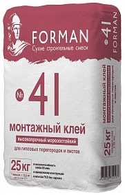 Forman 41  25 кг Монтажный гипсовый высокопрочный клей для ГКЛ и ПГП