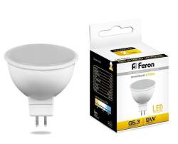 Лампа светодиодная LED MR16 GU5,3 9вт 2700К Теплый свет Feron