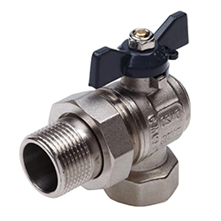 Кран с американкой угловой ВН 1/2 LU бабочка никелированный AQUALINK