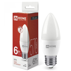 Лампа светодиодная LED-СВЕЧА-VC 6Вт 230В Е27 4000К 570Лм IN HOME