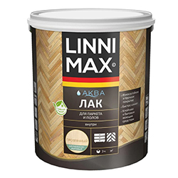 Лак акриловый для паркета и полов Прозрачный матовый 0,9 л Linnimax АКВА