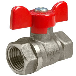 Кран шаровой для воды 1" ВР/ВР ручка-бабочка латунь никелированная VALFEX