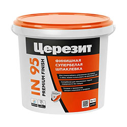 Шпаклёвка финишная готовая всесезонная Супербелый до 3 мм 18 кг Церезит IN 95 PREMIUM