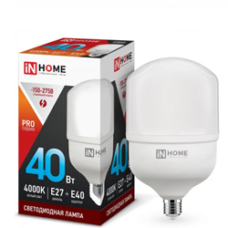 Лампа светодиодная LED-HP-PRO 40Вт 230В Е27 с адаптером E40 4000К 3800Лм IN HOME Лампа светодиодная LED-HP-PRO 40Вт 230В Е27 с адаптером E40 4000К 3800Лм IN HOME