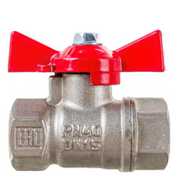Кран шаровой для воды 1/2" ВР/ВР ручка-бабочка латунь никелированная VALFEX