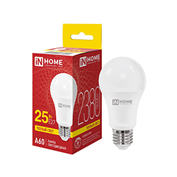 Лампа светодиодная LED-A60-VC 25Вт 230В Е27 3000К 2380Лм IN HOME