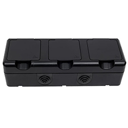 Розетка 3 местная ОП Dita 16А IP54 250В с з/к с крышкой Карбон TOKOV ELECTRIC