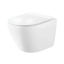 Унитаз подвесной горизонтальный выпуск сиденье дюропласт микролифт Белый Circulo Rimless Selena