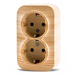 Розетка двухместная ОП Frea 16А IP20 250В с заземлением АБС-пластик Сосна TOKOV ELECTRIC