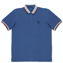 Футболка Поло с полосатым воротом цвет Индиго размер 54