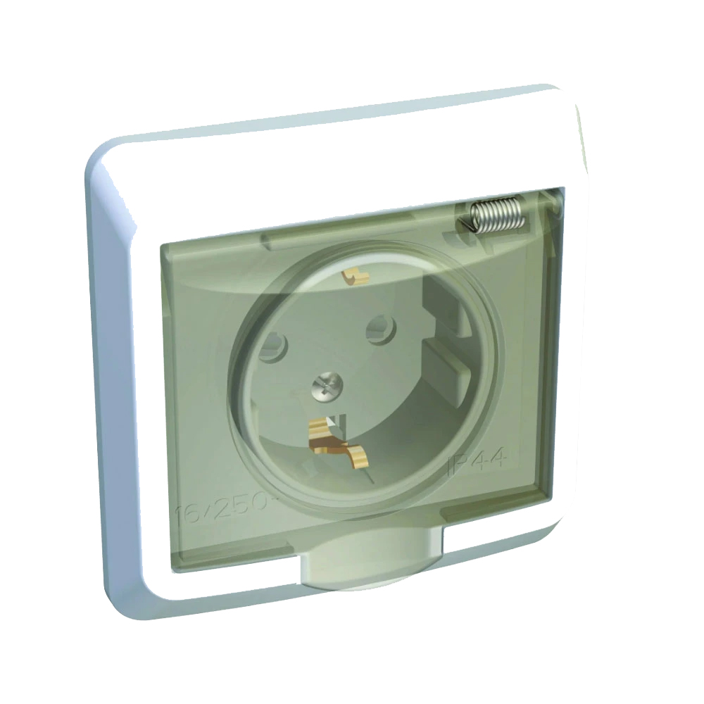 Schneider ЭТЮД розетка скрытая с заземлением со шторками Белая IP44 по ...