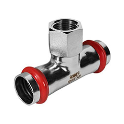 Тройник-переходник ВПр-ВР Ø 22х1/2"х22 Нержавеющая сталь пресс ROMMER