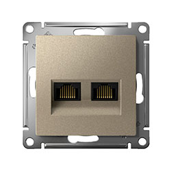Розетка компьютерная 2 х RJ45 механизм в рамку Шампань Systeme Electric ATLASDESIGN