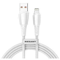 Кабель USB-A – Lightning для Apple 2,4 А Белая нейлоновая оплетка 1 м REXANT
